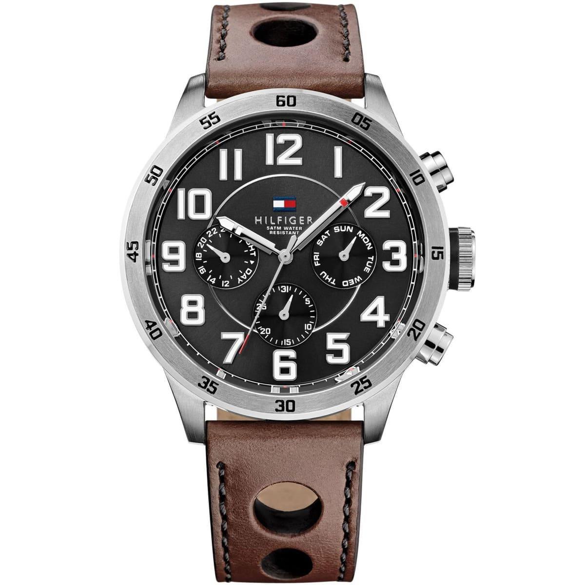 Tommy Hilfiger 1791049 Trent Multifunction Brown Leather Men's Watch - Watch Home™