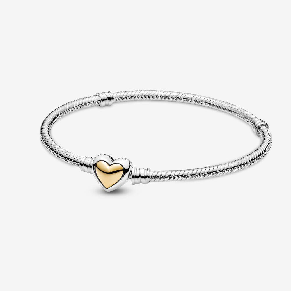 Pandora 599380C00-20 Domed Golden Heart Clasp Snake Chain Bracelet - Watch Home™