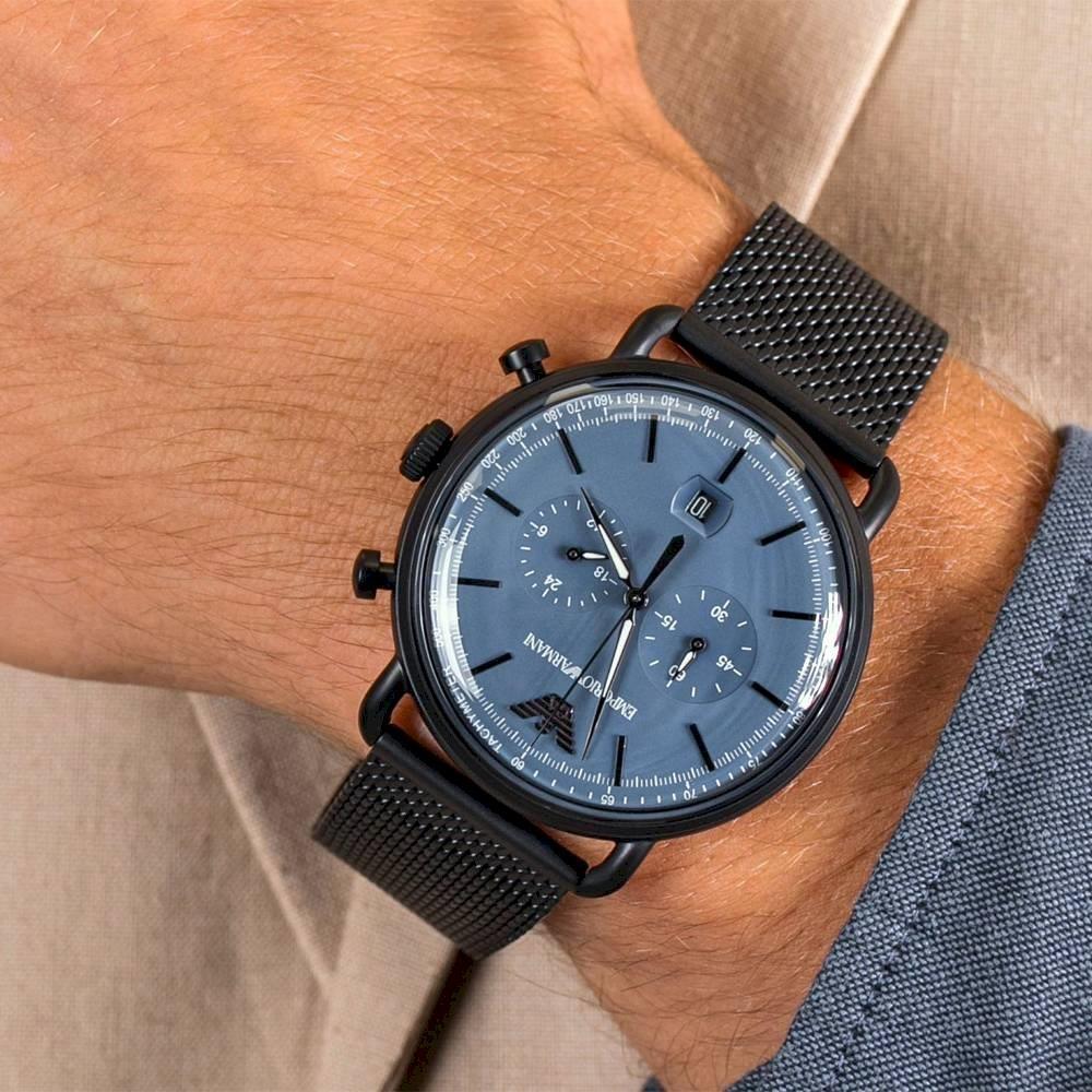 Emporio Armani AR11201 Chronograph Date Mesh Bracelet Strap Men's Watch - Watch Home™