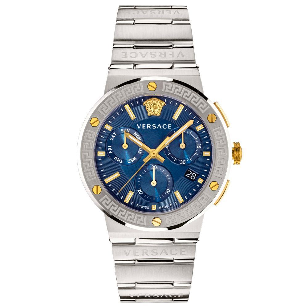Versace VEZ900221 Blue 43 mm Greca Logo Men's Watch - Watch Home™