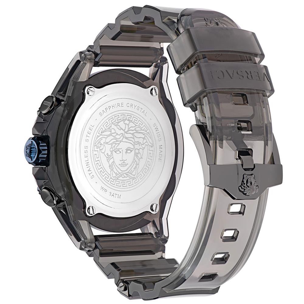 Versace VEZ700622 Icon Active Black Matte Dial Transparent Black Silicone Strap Unisex Watch