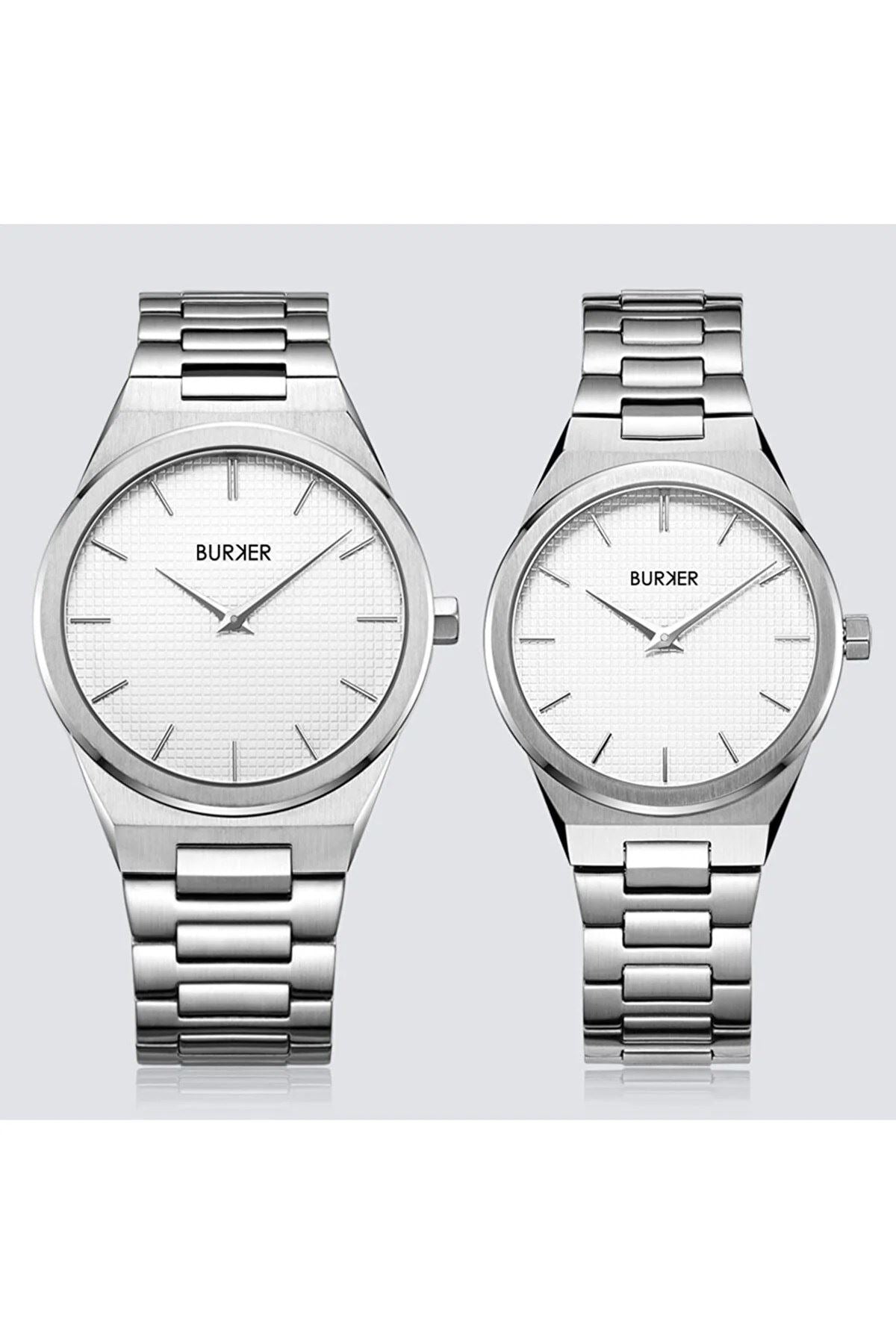 Burker  Adam & Eve Silver White Men&Women Watch