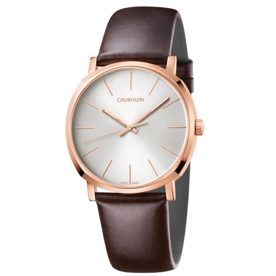 Calvin Klein K8Q316G6 Posh Quartz Silver Dial Brown Leather Men's Watch - Watch Home™