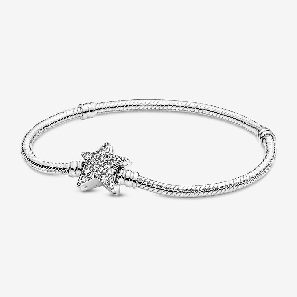 Pandora 599639C01-18 Moments Asymmetric Star Clasp Snake Chain Bracelet - Watch Home™