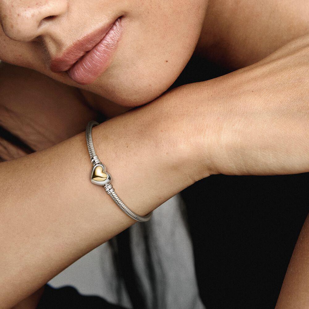 Pandora 599380C00-17 Domed Golden Heart Clasp Snake Chain Bracelet - Watch Home™