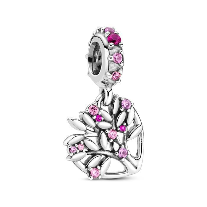 Pandora 799153C01 Pink Heart Family Tree Dangle Charm