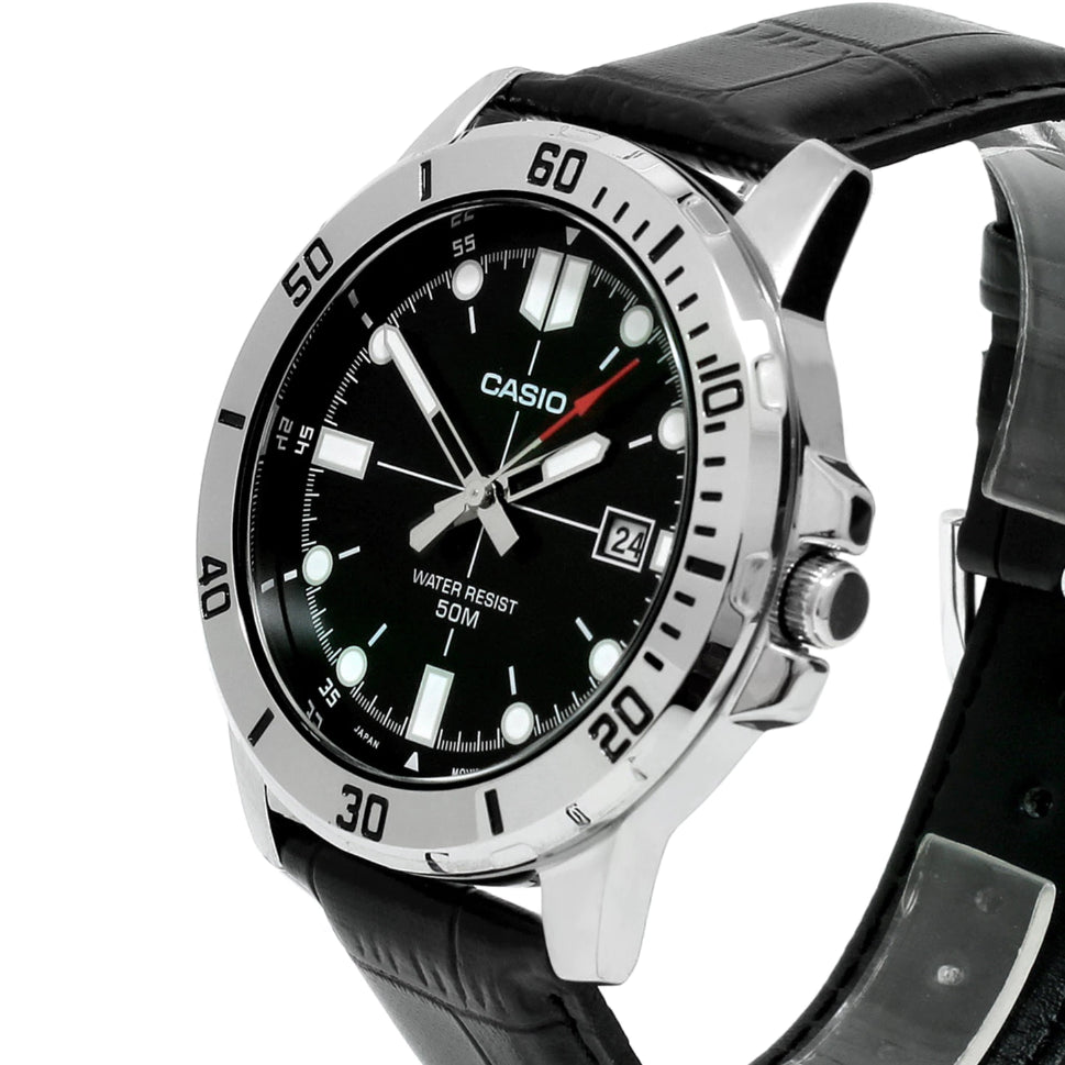 Casio MTP-VD01L-1EVUDF Black Dial Leather Band Men's Watch