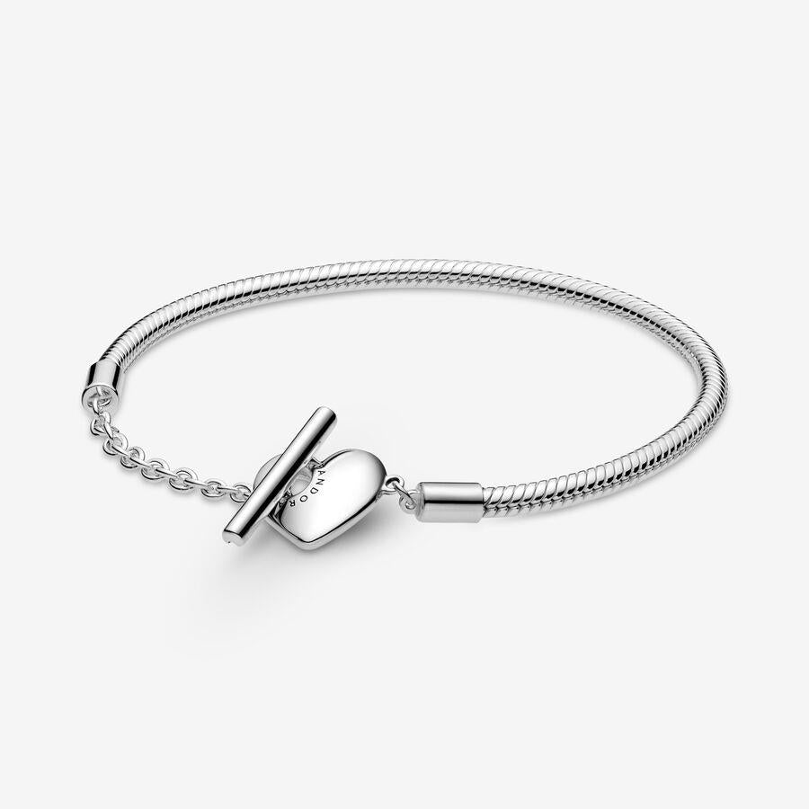 Pandora Moments Heart T-Bar Snake Chain Bracelet 17 cm