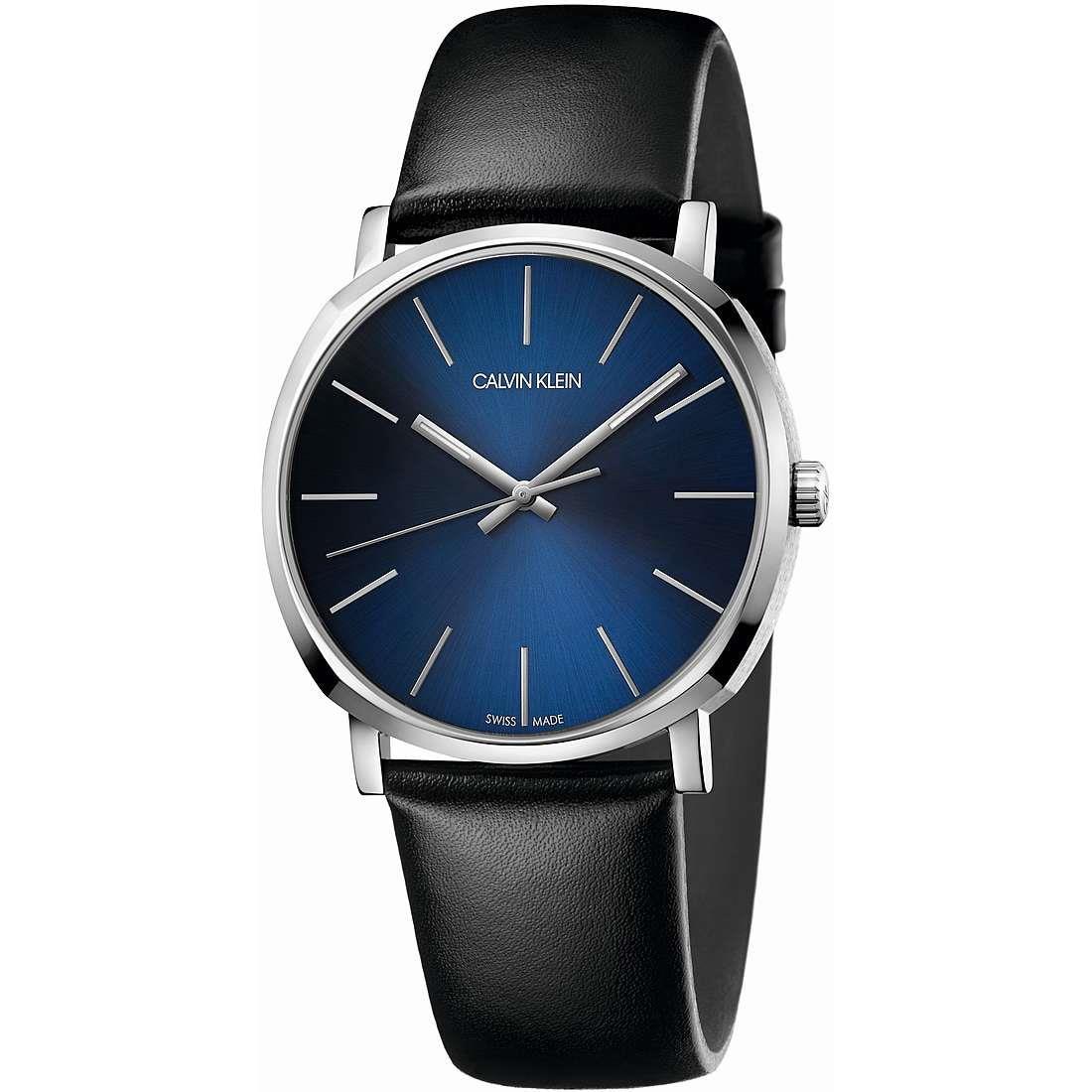 Calvin Klein K8Q311CN Posh Quartz Blue Dial Black Leather Men's Watch - Watch Home™