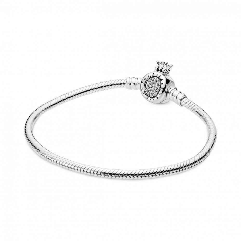 Pandora 598286CZ-19 Moments Crown O Clasp Snake Chain Bracelet - Watch Home™
