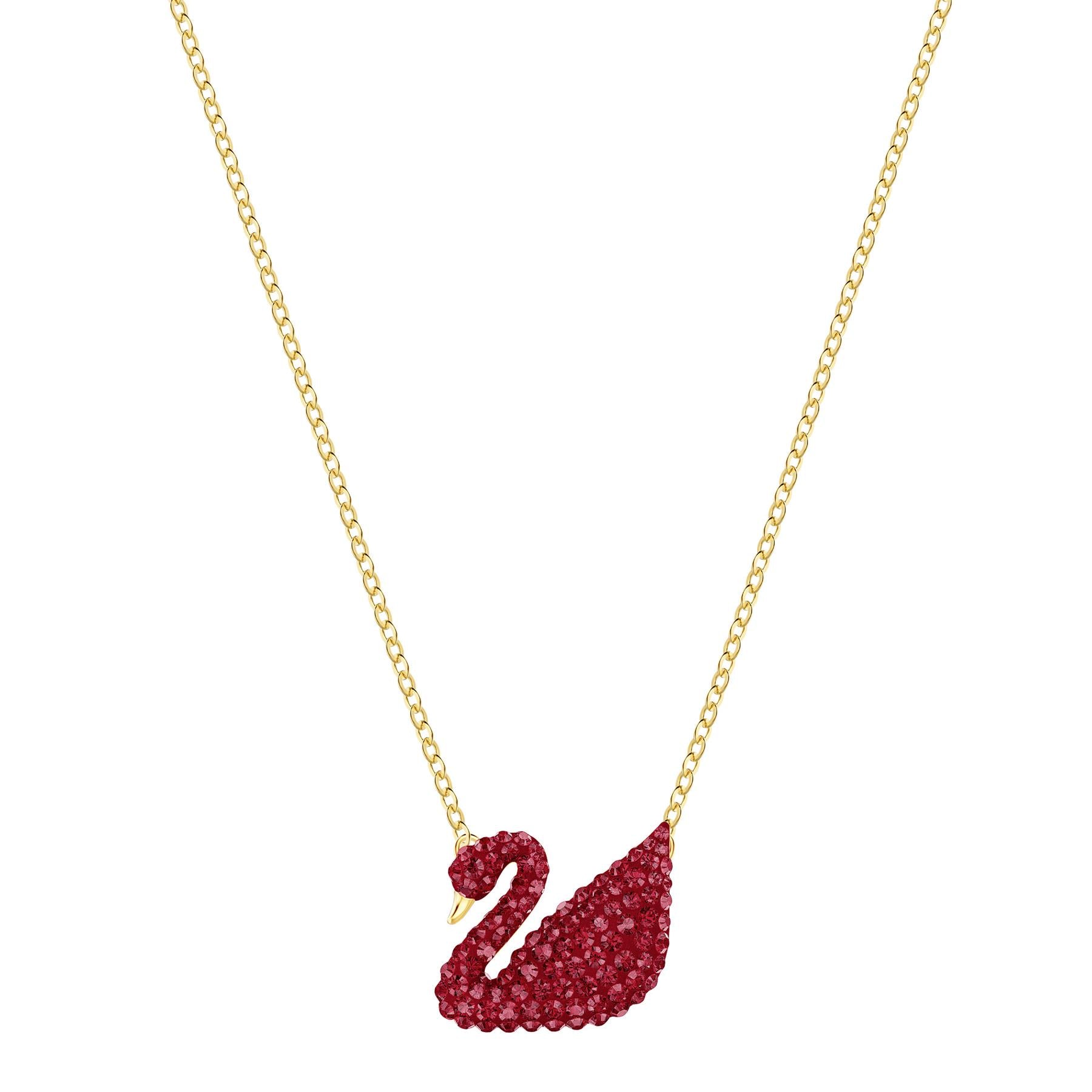 SWAROVSKI 5465400 ICONIC SWAN PENDANT, RED, GOLD-TONE PLATED