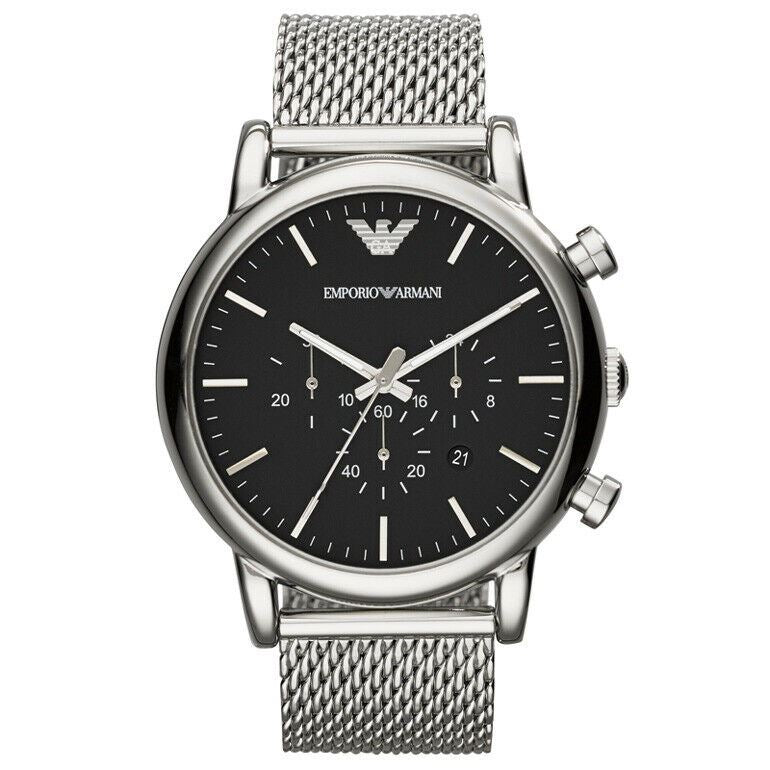 Emporio Armani AR1808 46mm Classic Chronograph Black Dial Men's Watch