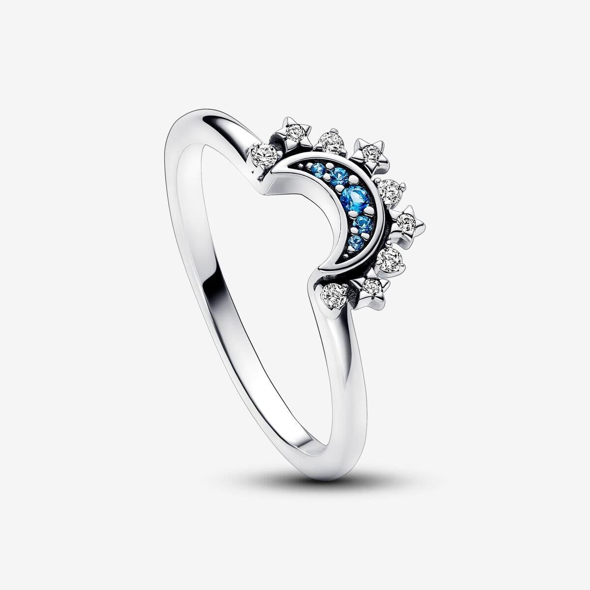 Himmlisch Funkelnder Blauer Mondring