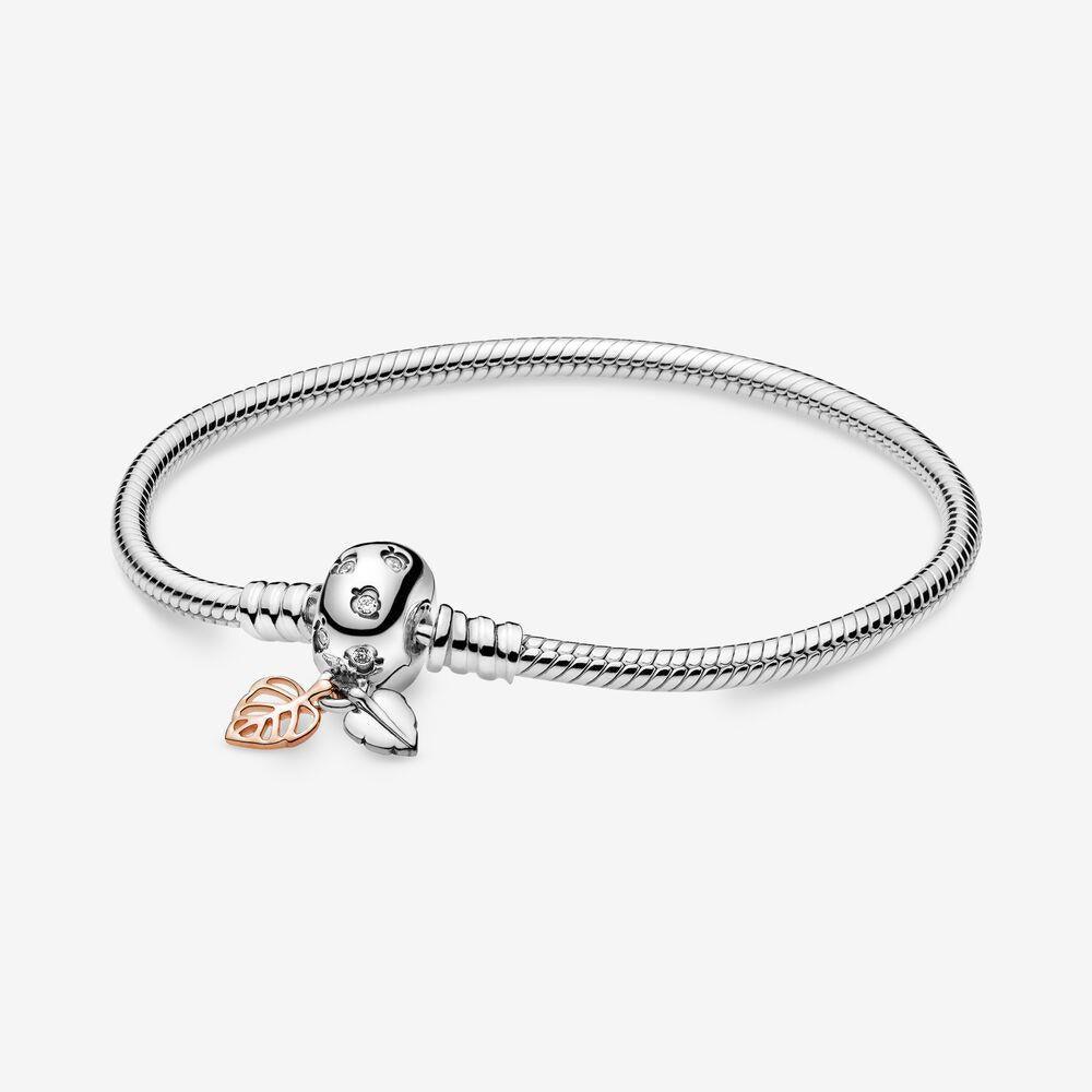 Pandora 588333CZ-17 Moments Leaves & Snake Chain Bracelet - Watch Home™