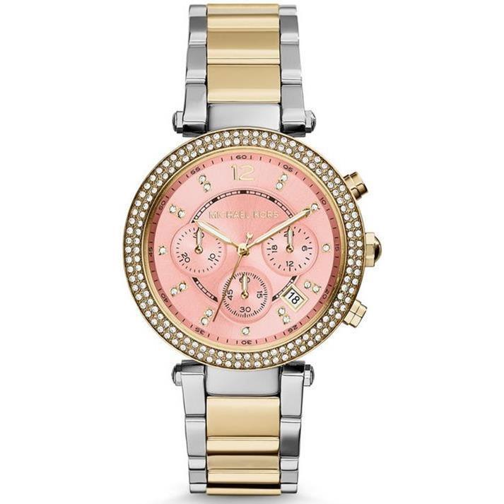 Michael Kors MK6140 Parker Chronograph Pink Dial Two-tone Women's Watch - Watch Home™