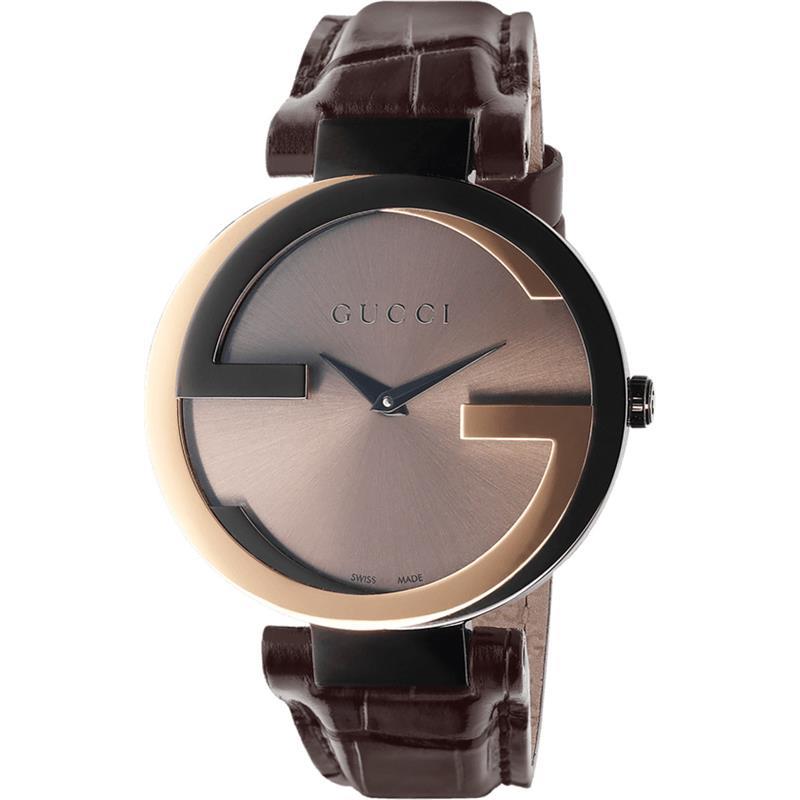 YA133304 Interlocking G Dial Brown Leather Watch