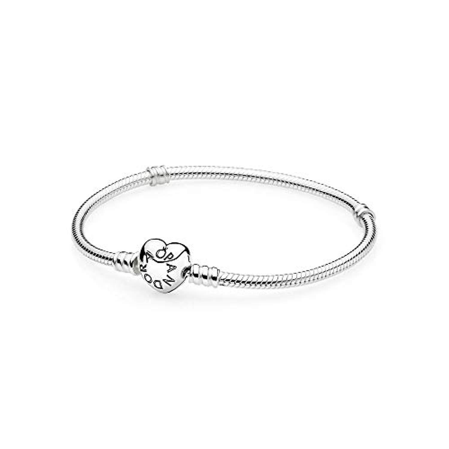 Pandora 590719 Sterling Silver Bracelet With Heart Clasp 19 cm - Watch Home™