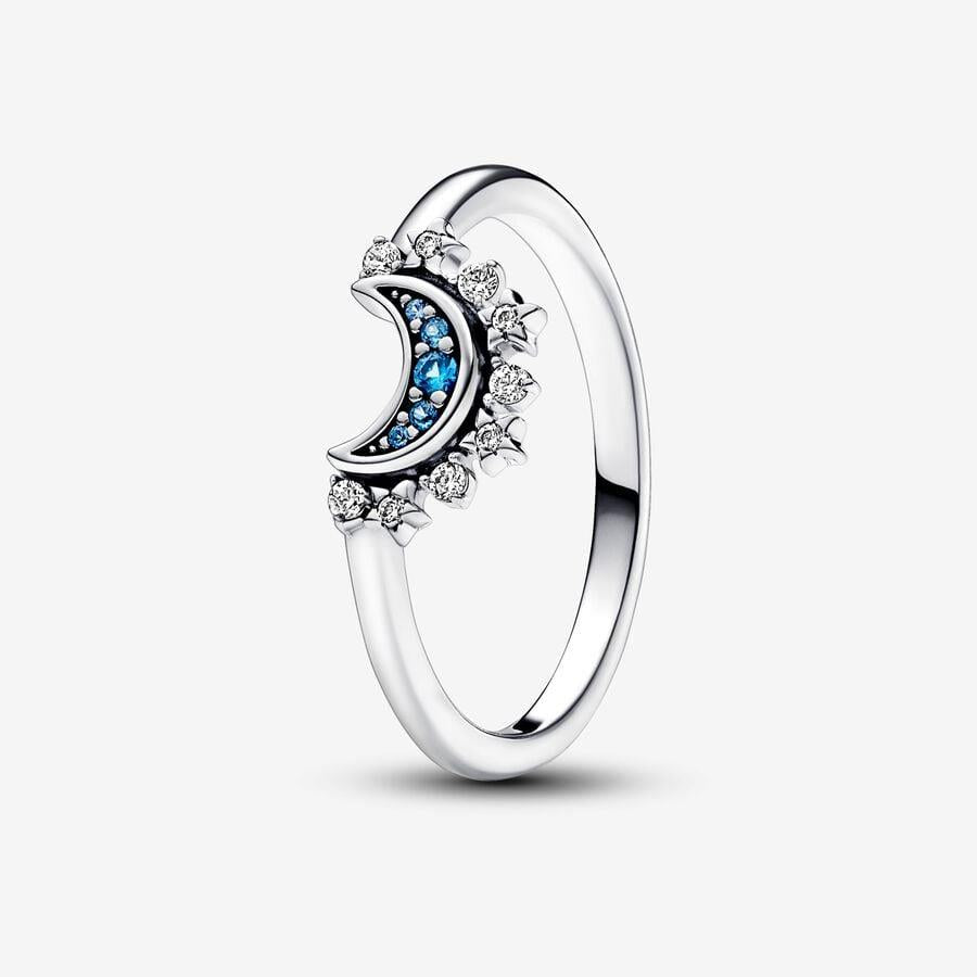 Himmlisch Funkelnder Blauer Mondring