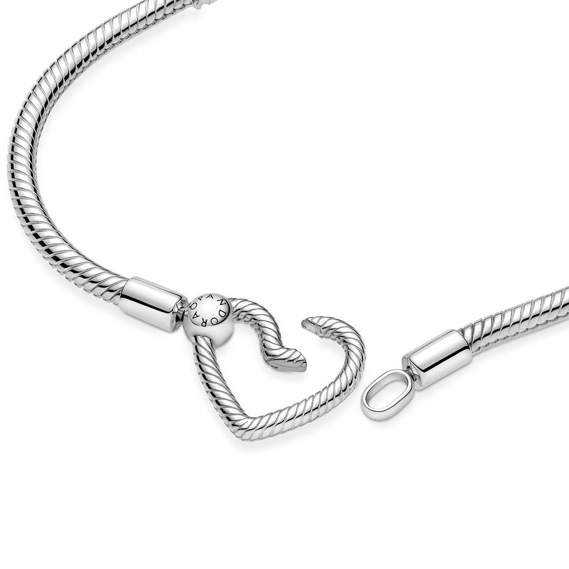 Pandora 599539C00-18 Moments Heart Closure Snake Chain Bracelet - Watch Home™
