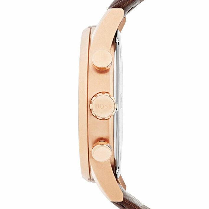 Hugo Boss 1513496 Chronograph Navigator Brown Leather Strap Men's Watch - Watch Home™