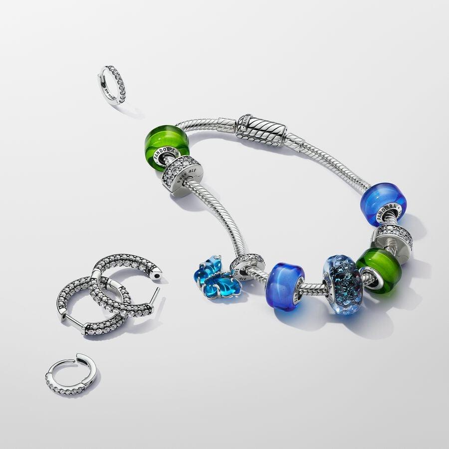 Pandora Blue Murano Glass Butterfly Dangle Charm