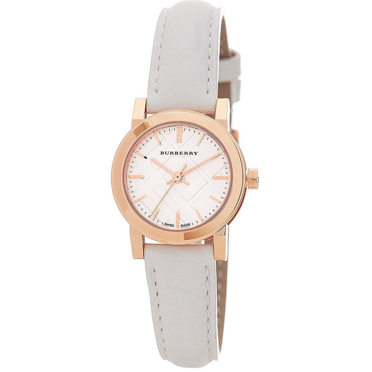 Burberry BU9209 Rose Gold Tone White Leather Women's Watch - Watch Home™
