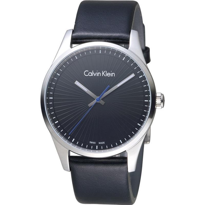 Calvin Klein K8S211C1 Steadfast Black Dial Black Leather Men's Watch - Watch Home™