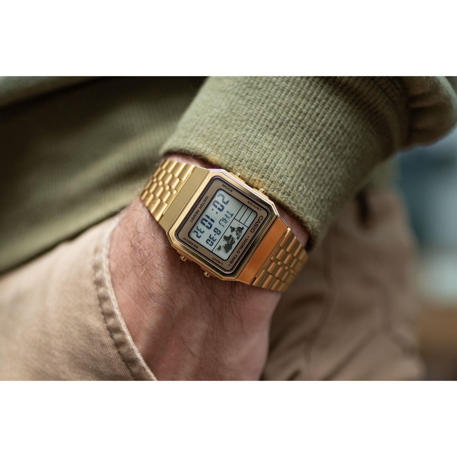 Casio Retro Gold A500WGA-9D A500WGA-9DF Alarm World Map Watch