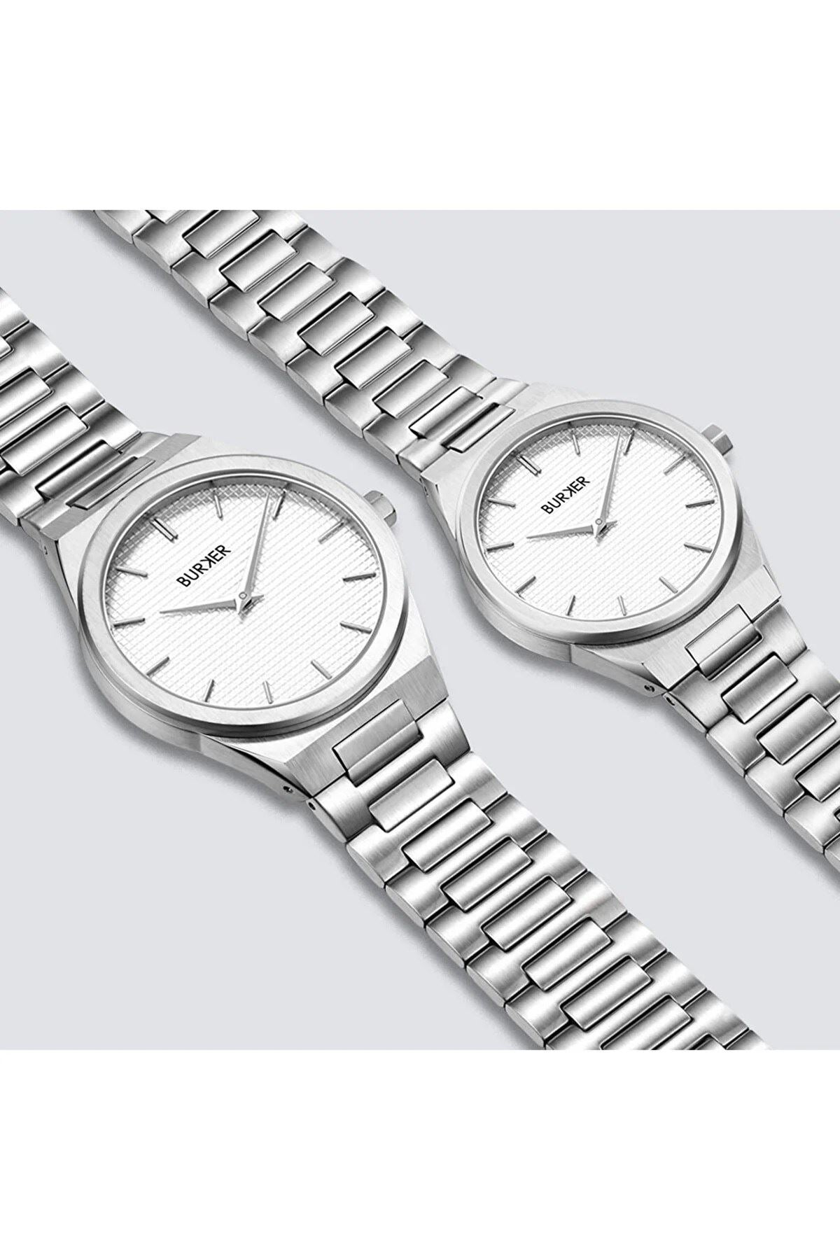 Burker  Adam & Eve Silver White Men&Women Watch