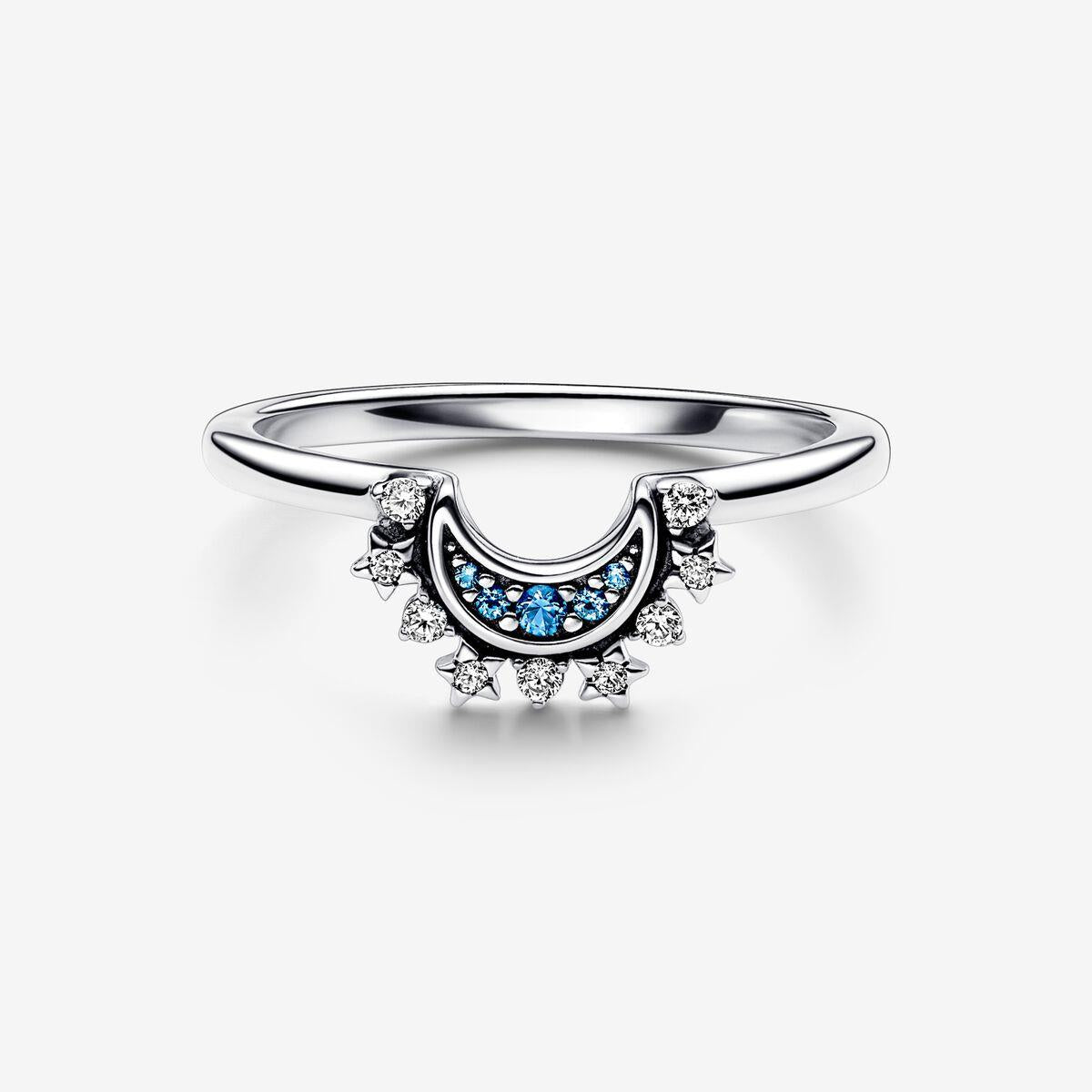 Himmlisch Funkelnder Blauer Mondring