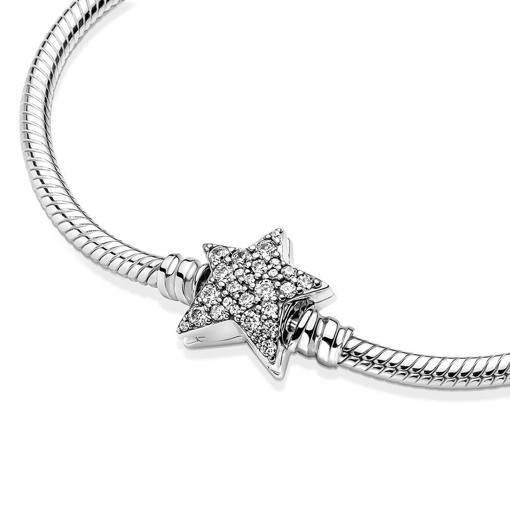 Pandora 599639C01-17 Moments Asymmetric Star Clasp Snake Chain Bracelet - Watch Home™