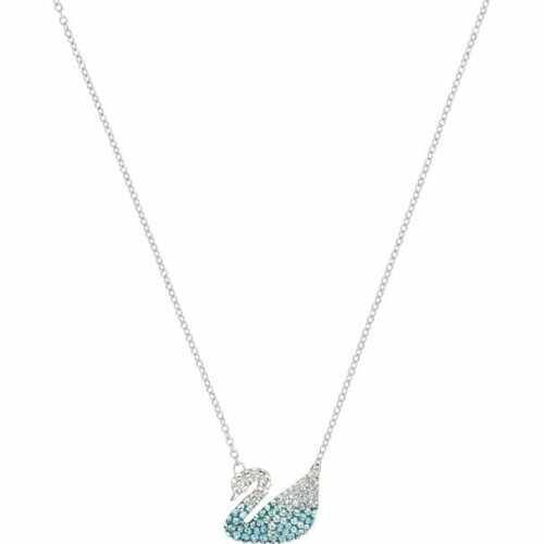 Swarovski 5512095 Crystal Iconic Swan Pendant, Blue, Rhodium Plated - Watch Home™