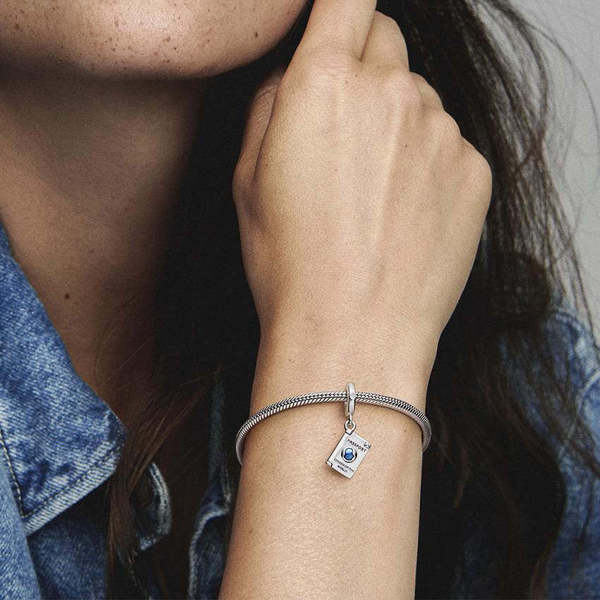 Pandora Passport sterling silver dangle with clear cubic zirconia