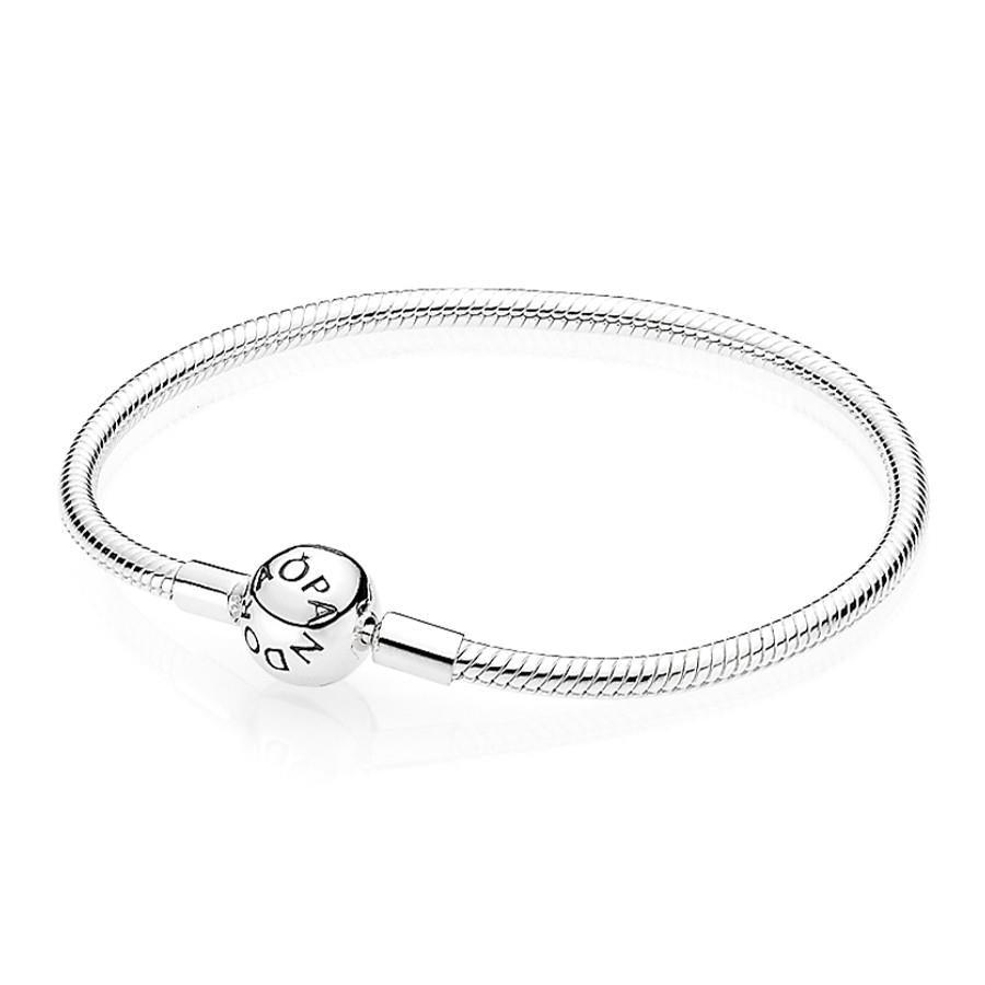 Pandora 590728 Round Smooth Sterling Silver Clasp 17 cm Bracelet - Watch Home™