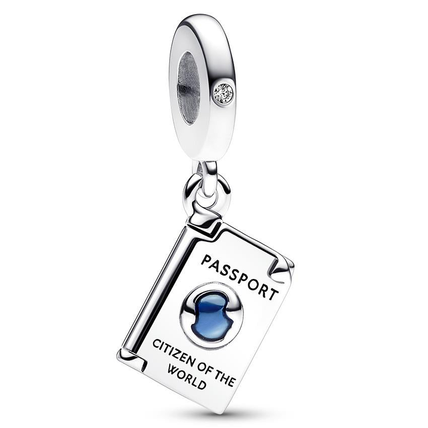 Pandora Passport sterling silver dangle with clear cubic zirconia