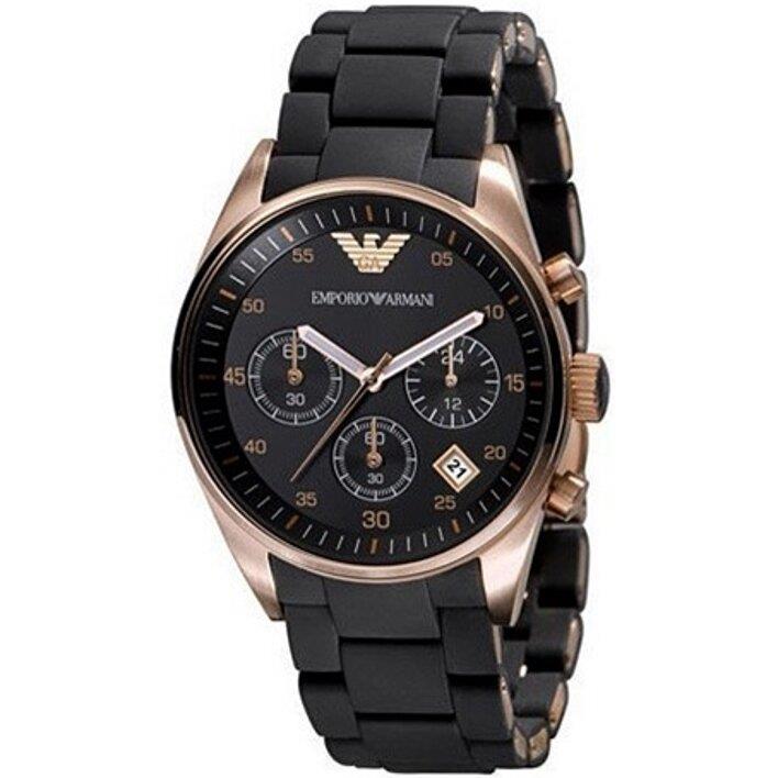 Emporio Armani AR5906 Rose Gold Silicone Chronograph Women's Watch