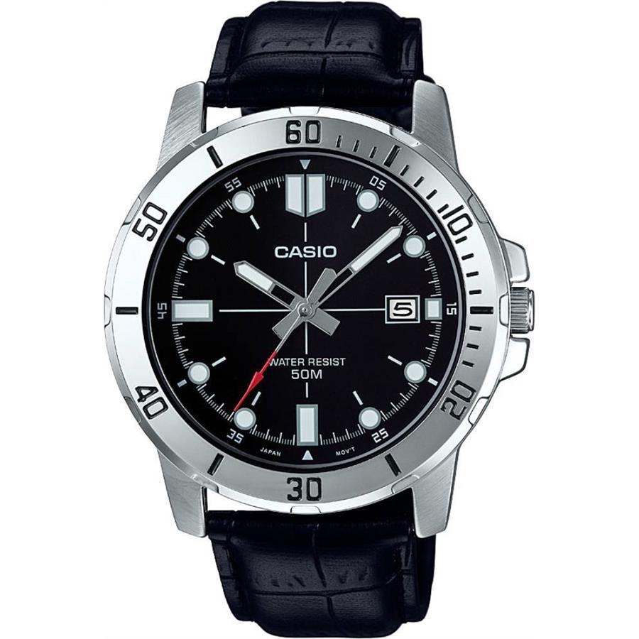 Casio MTP-VD01L-1EVUDF Black Dial Leather Band Men's Watch