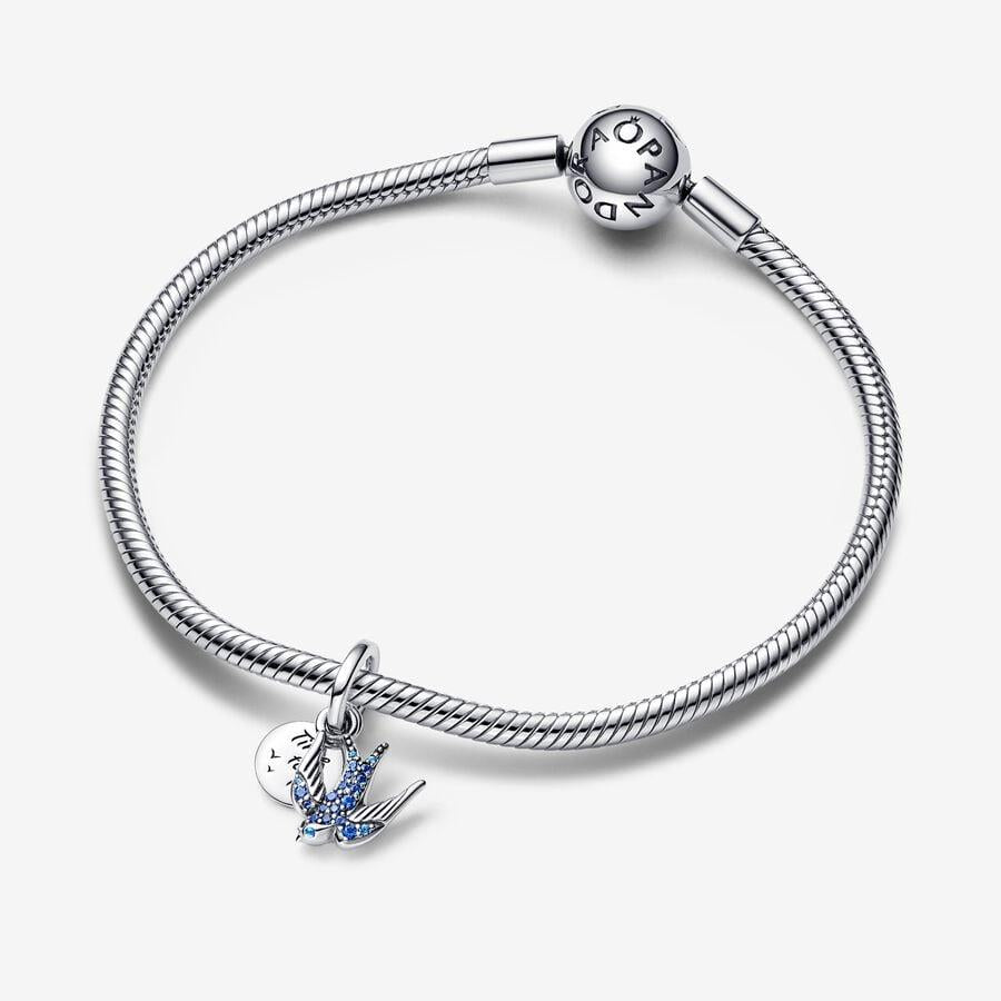 Pandora Sparkling Swallow & Quote Double Dangle Charm