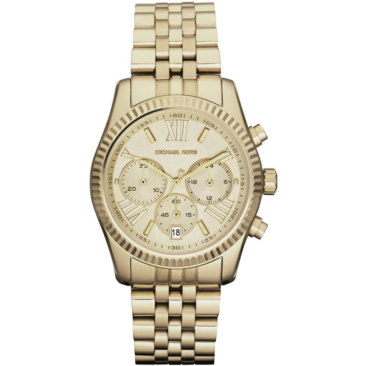 Michael Kors MK5556 Lexington Chronograph Champagne Dial Gold Pvd Ladies Watch