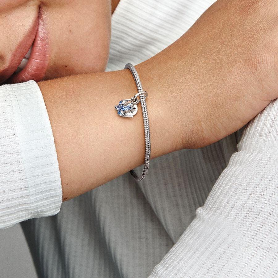Pandora Sparkling Swallow & Quote Double Dangle Charm