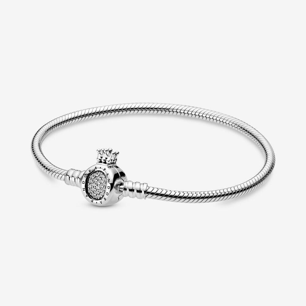 Pandora 598286CZ-18 Moments Crown O Clasp Snake Chain Bracelet - Watch Home™