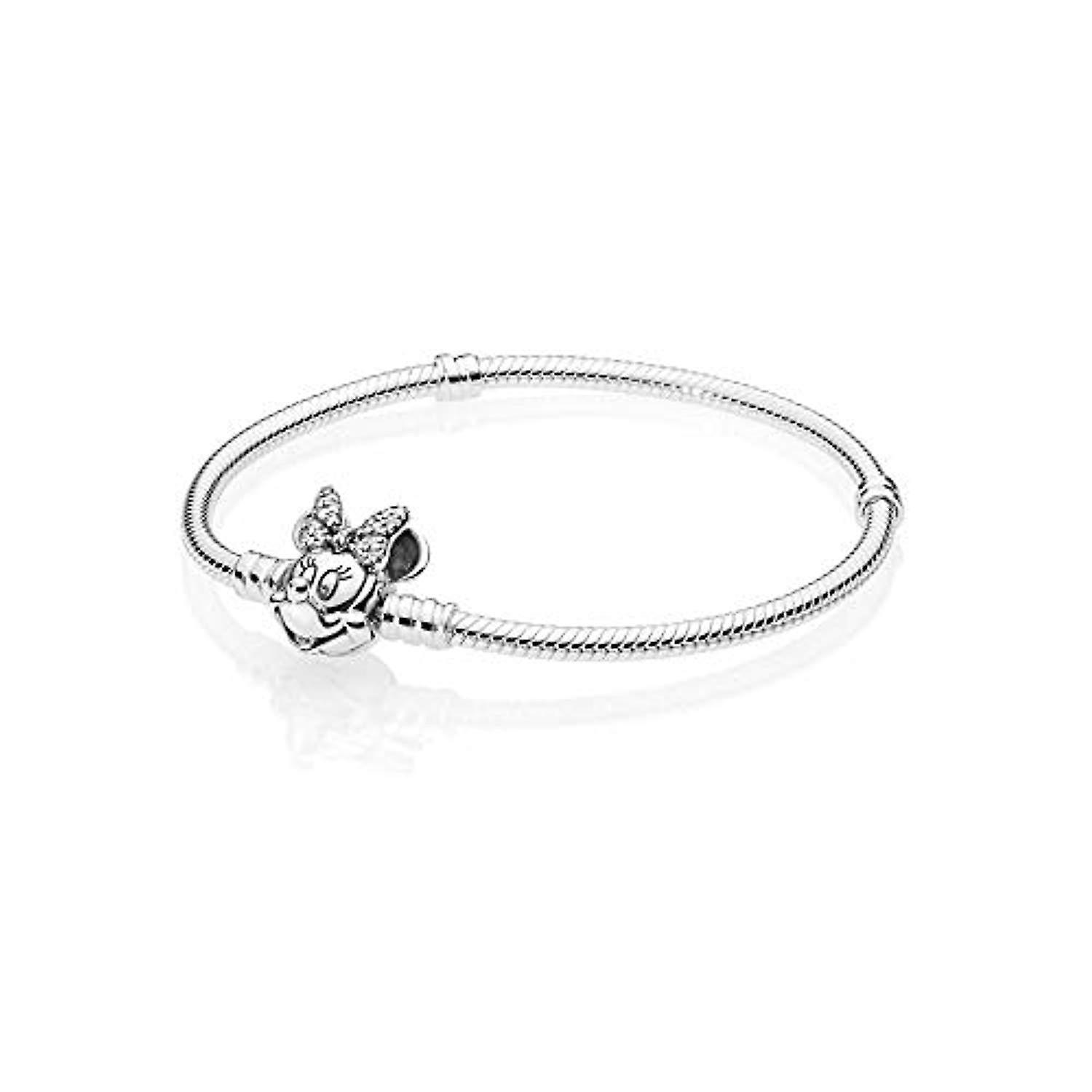 597770CZ 20 Moments Pavé Minnie Mouse Clasp Snake Chain Bracelet