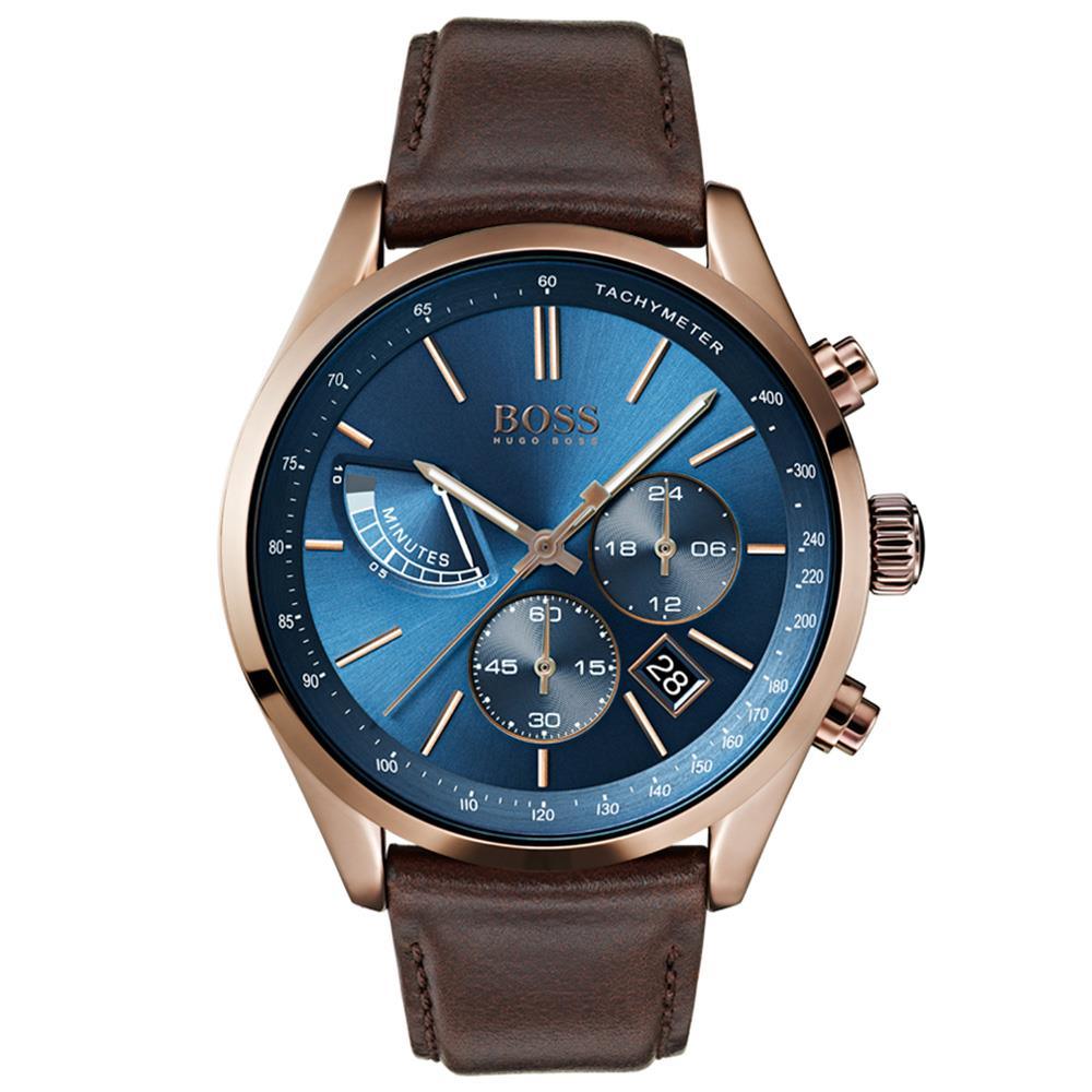 Hugo Boss 1513604 Leather Strap Chronograph Quartz Men's Watch - Watch Home™