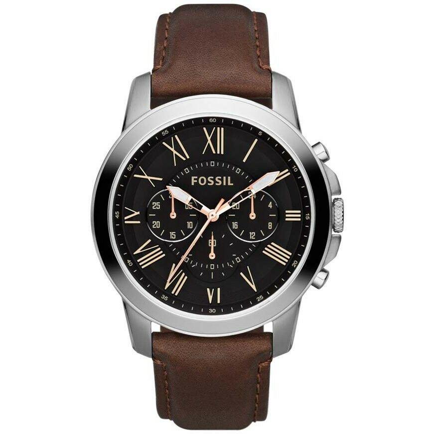 Fossil FS4813 Grant Chronograph Black Dial Brown Leather Men's Watch - Watch Home™