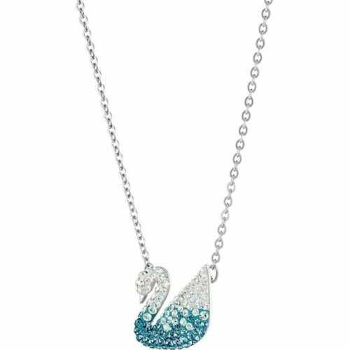 Swarovski 5512095 Crystal Iconic Swan Pendant, Blue, Rhodium Plated - Watch Home™