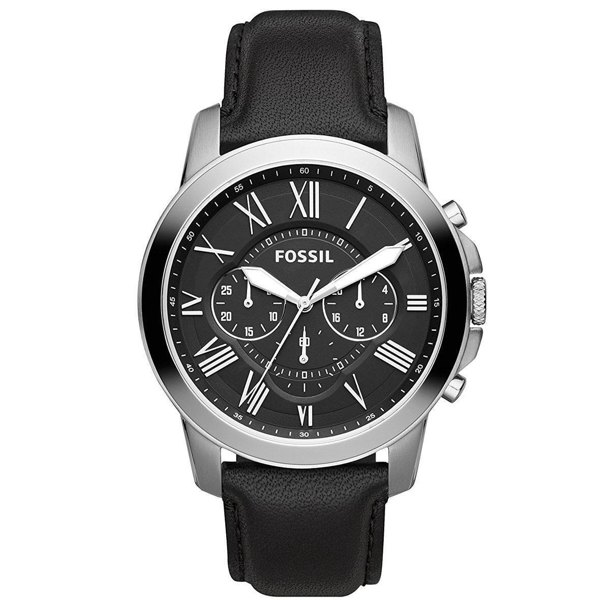 Fossil FS4812 Grant Chronograph Black Leather Men's Watch - Watch Home™