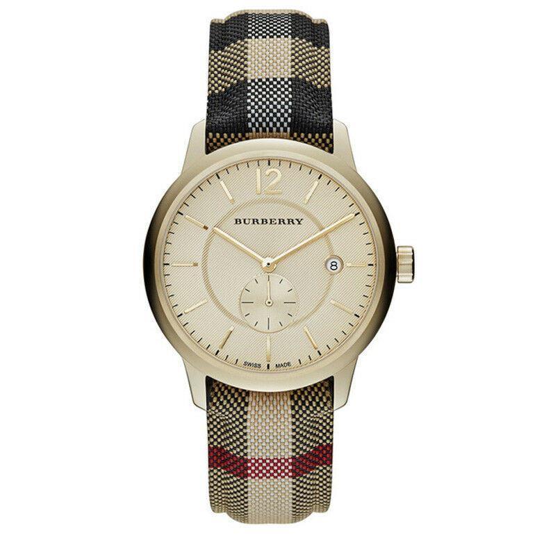 Burberry BU10001 Check Fabric-Coated Leather Unisex Watch - Watch Home™