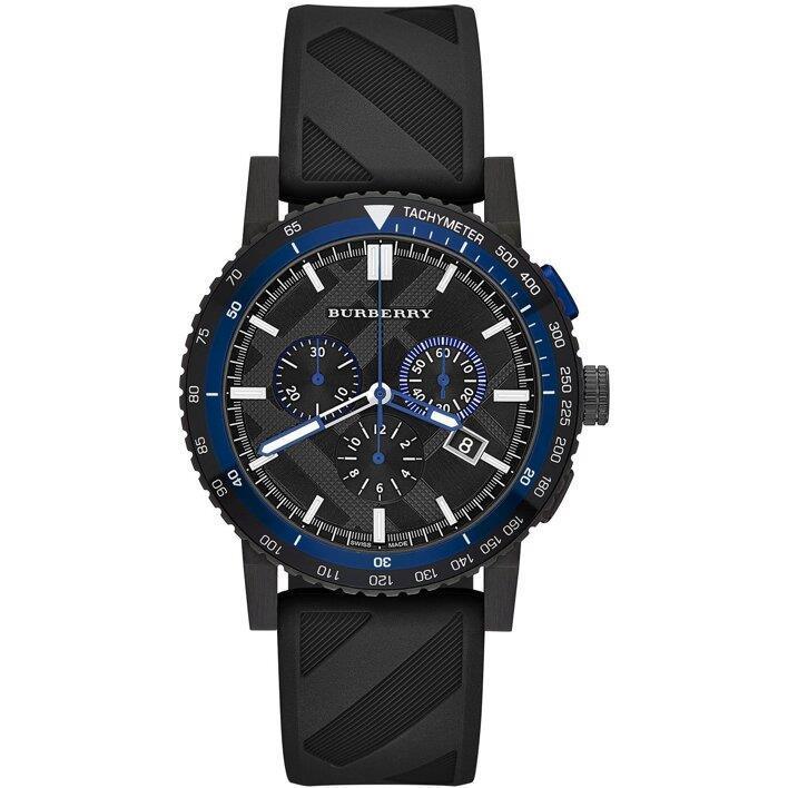 Burberry BU9806 The City Chronograph Black Dial Black Rubber Men's Watch - Watch Home™