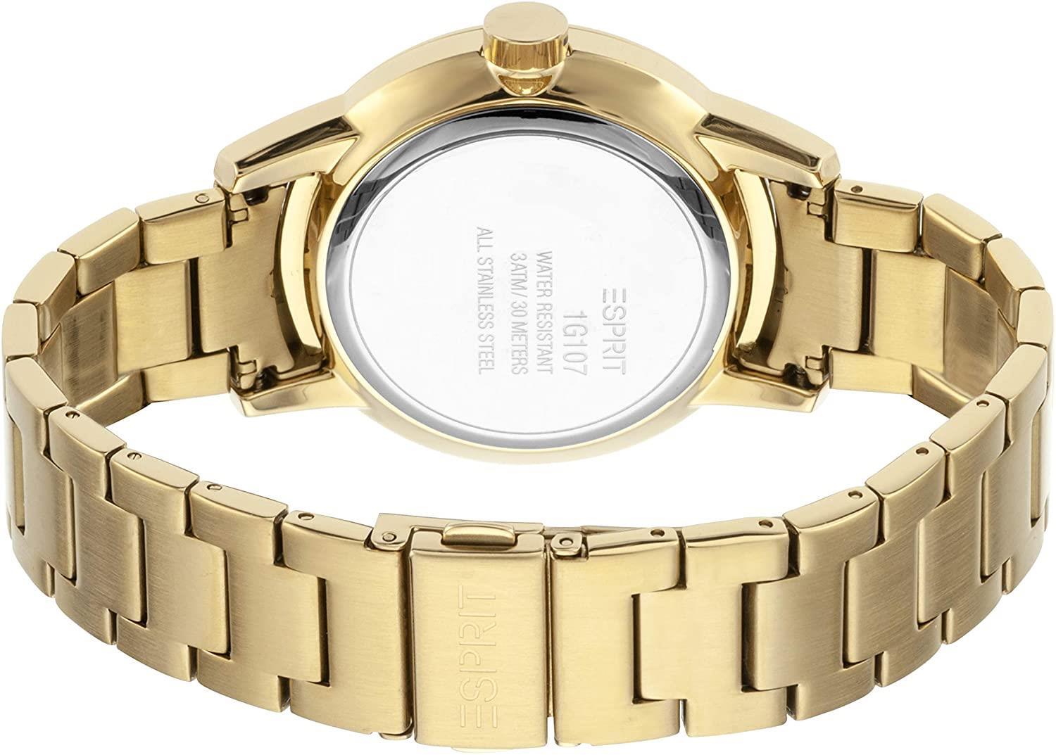 Esprit ES1G107M0075 Gold Strap Black Dial Mens Watch - Watch Home™