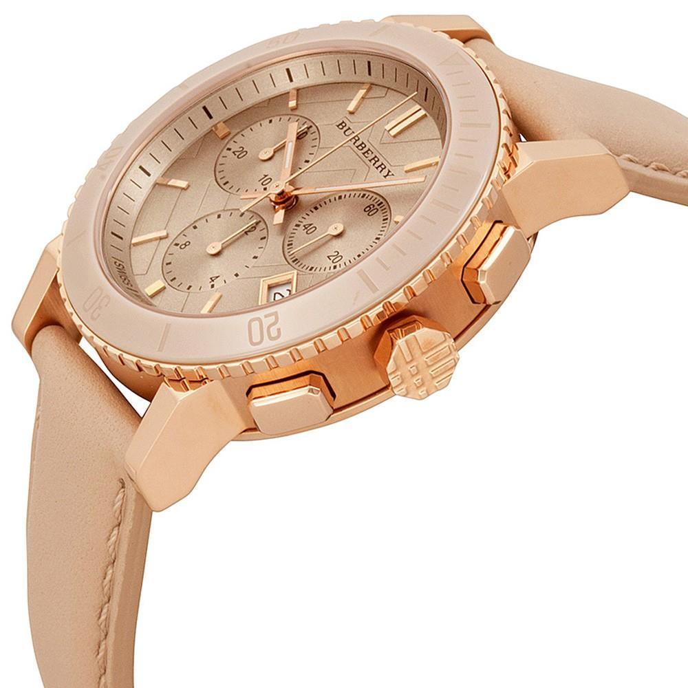 Burberry BU9704 Chronograph Rose Dial Rose gold-tone Women's Watch - Watch Home™